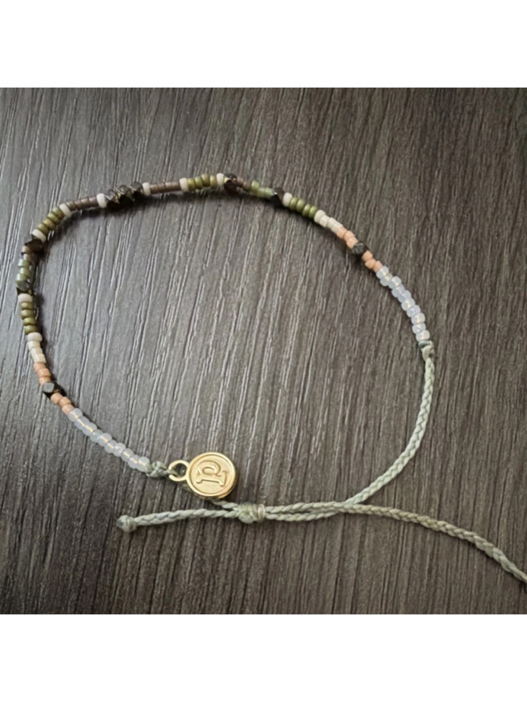 Lokai-Style Multicolor Beaded Anklet With Gold Accent